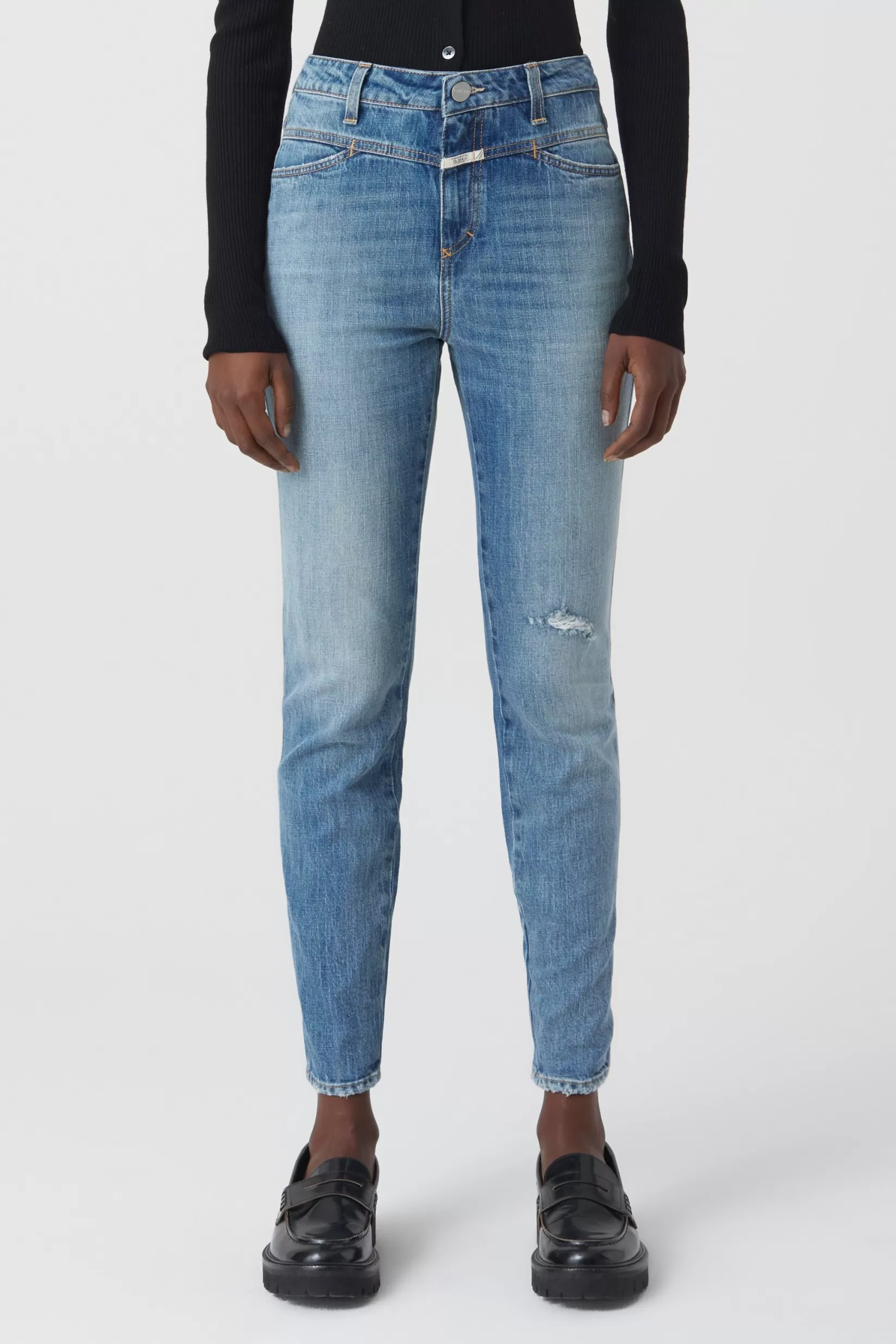 Online CLOSED A Better Blue Skinny Pusher Mid Blue