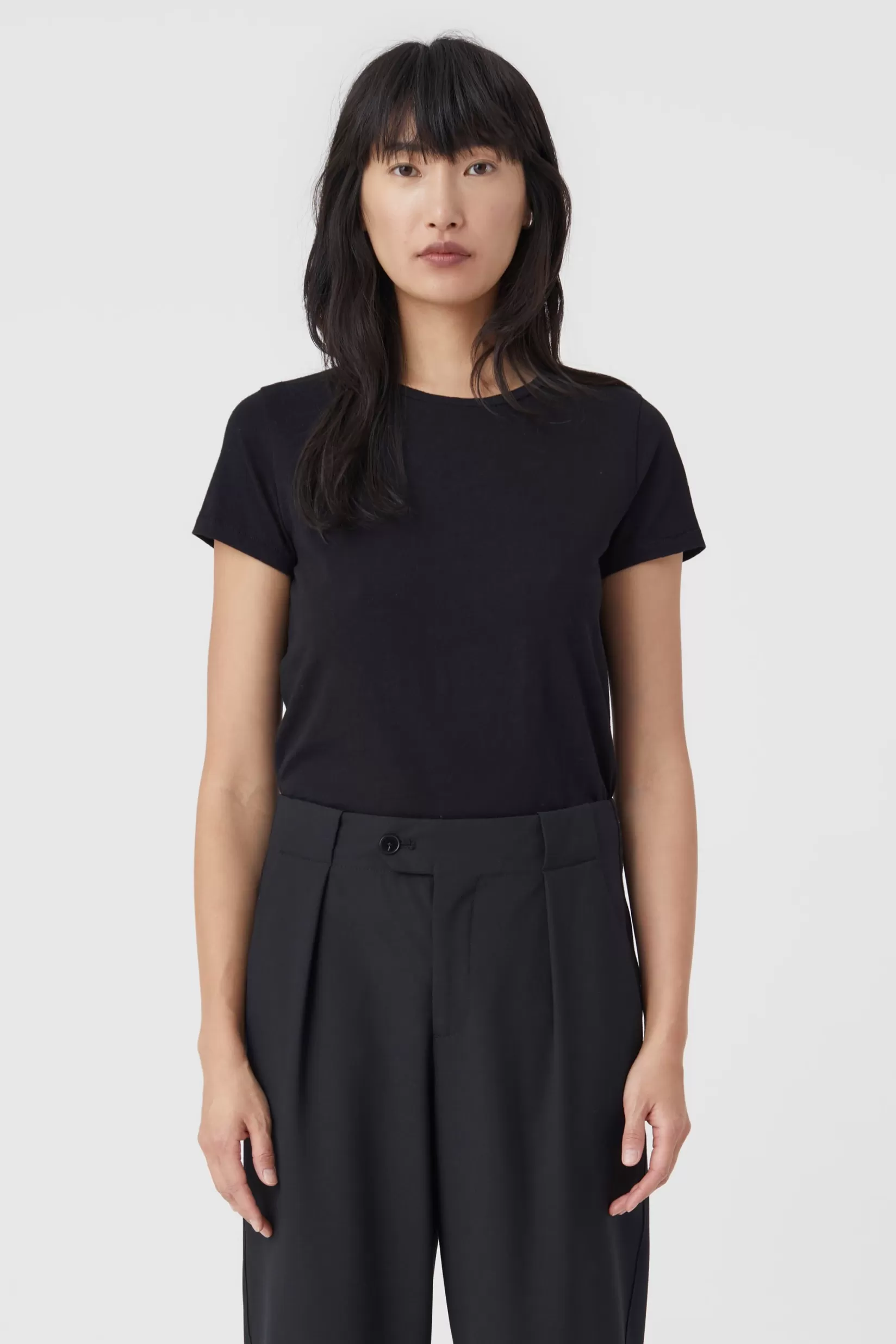 Clearance CLOSED Basic T-Shirt Aus Baumwolle Black