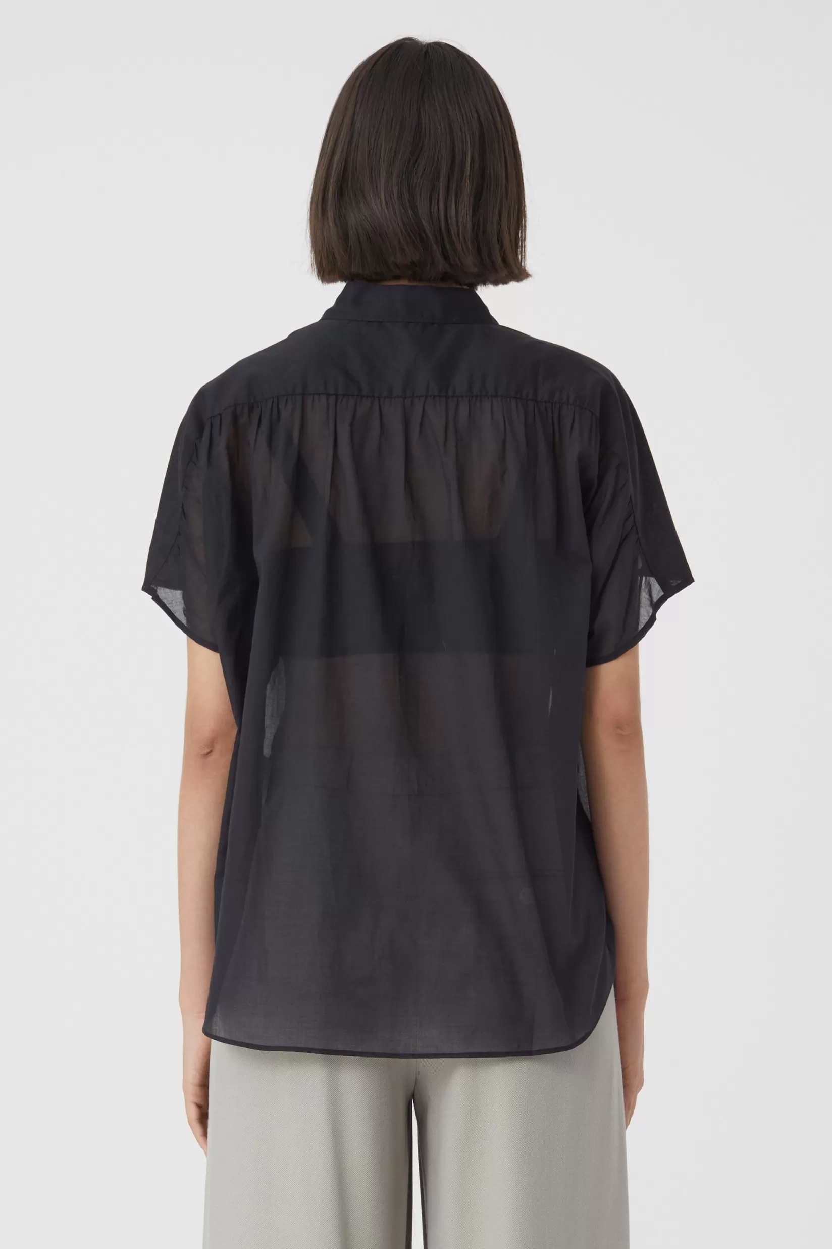 Cheap CLOSED Kurzarmbluse Aus Baumwoll-Voile Black