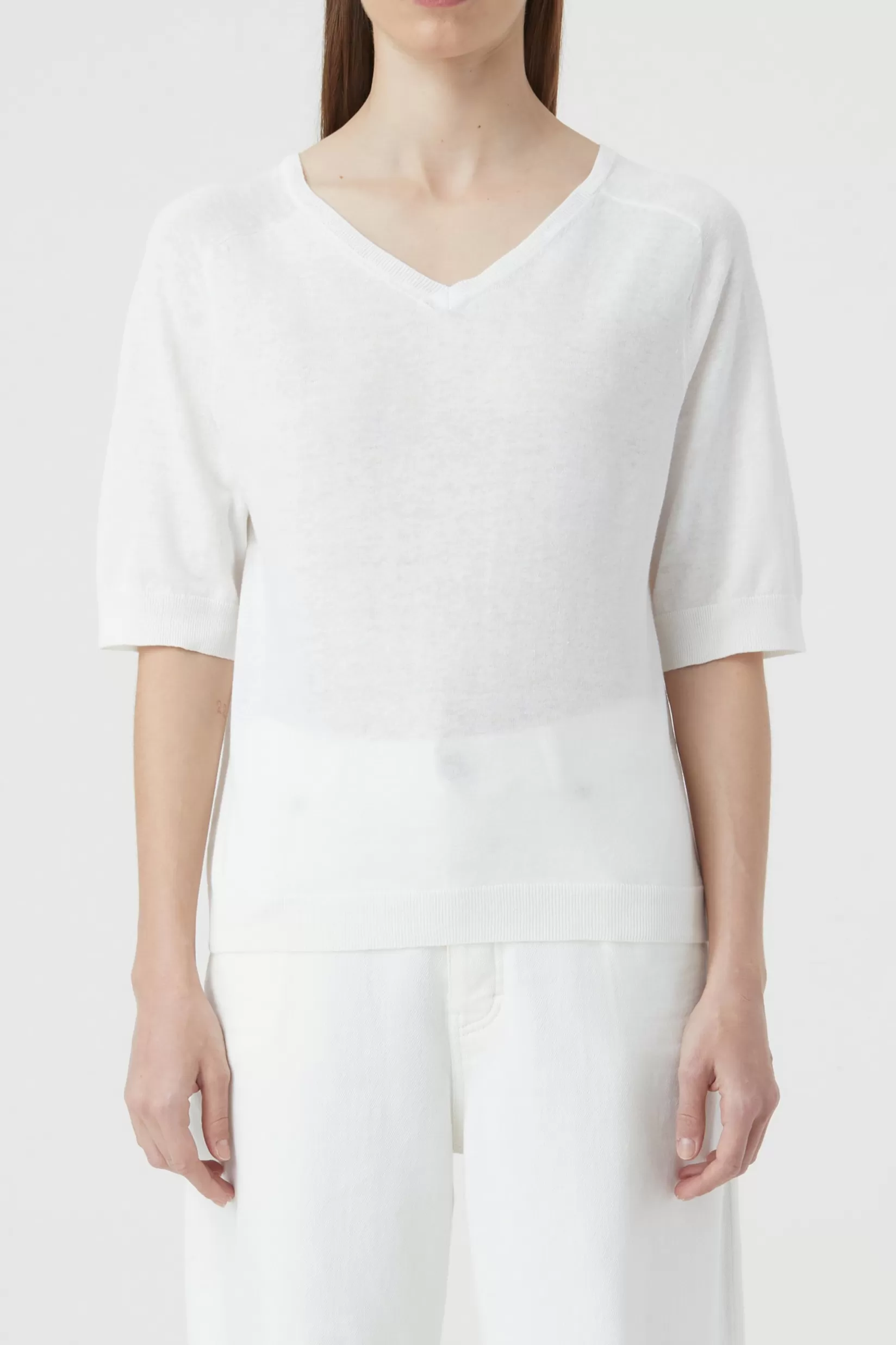 Flash Sale CLOSED Short Sleeve Mit V-Ausschnitt White