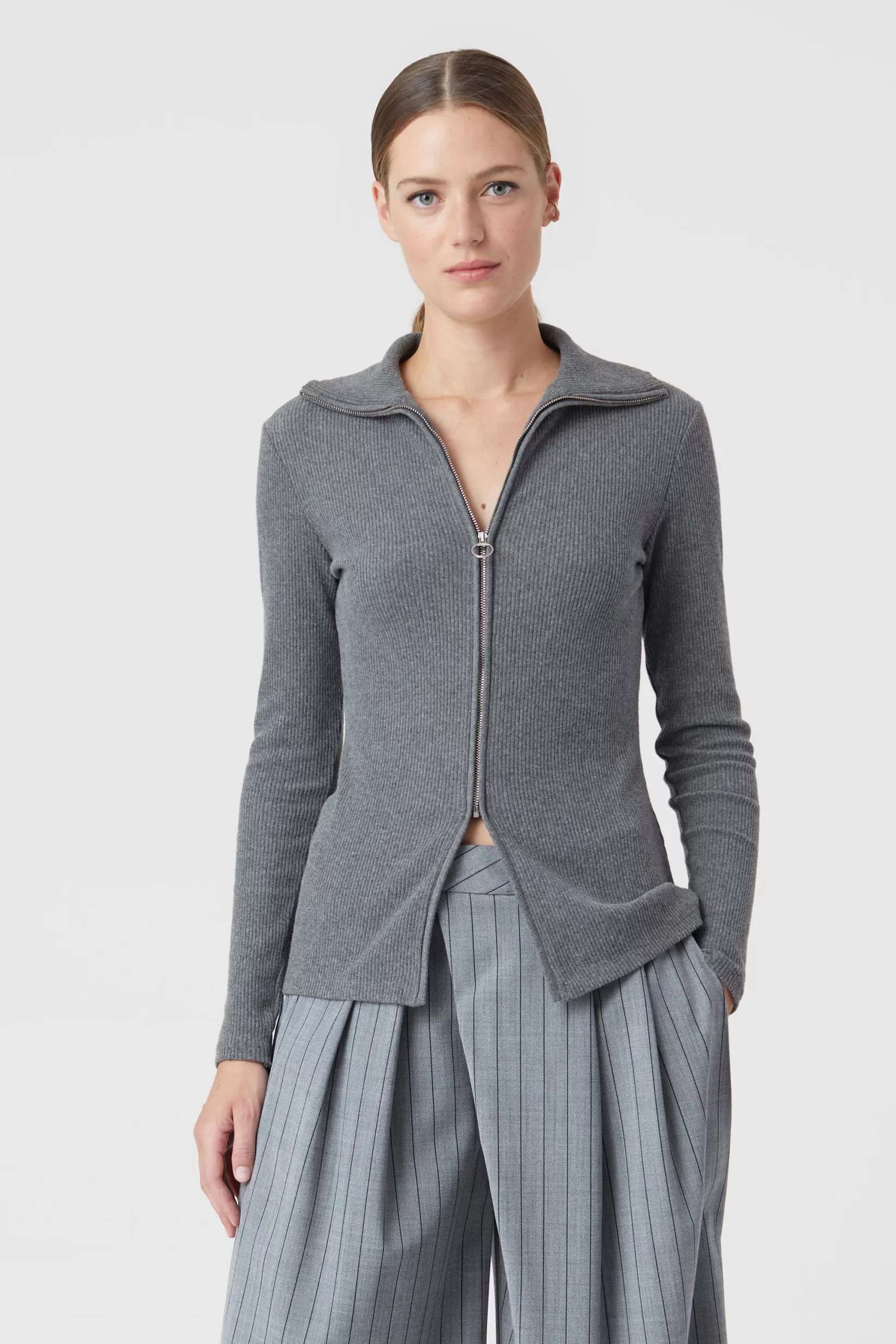 Best Sale CLOSED Turtleneck Mit Zipper Dark Grey Melange