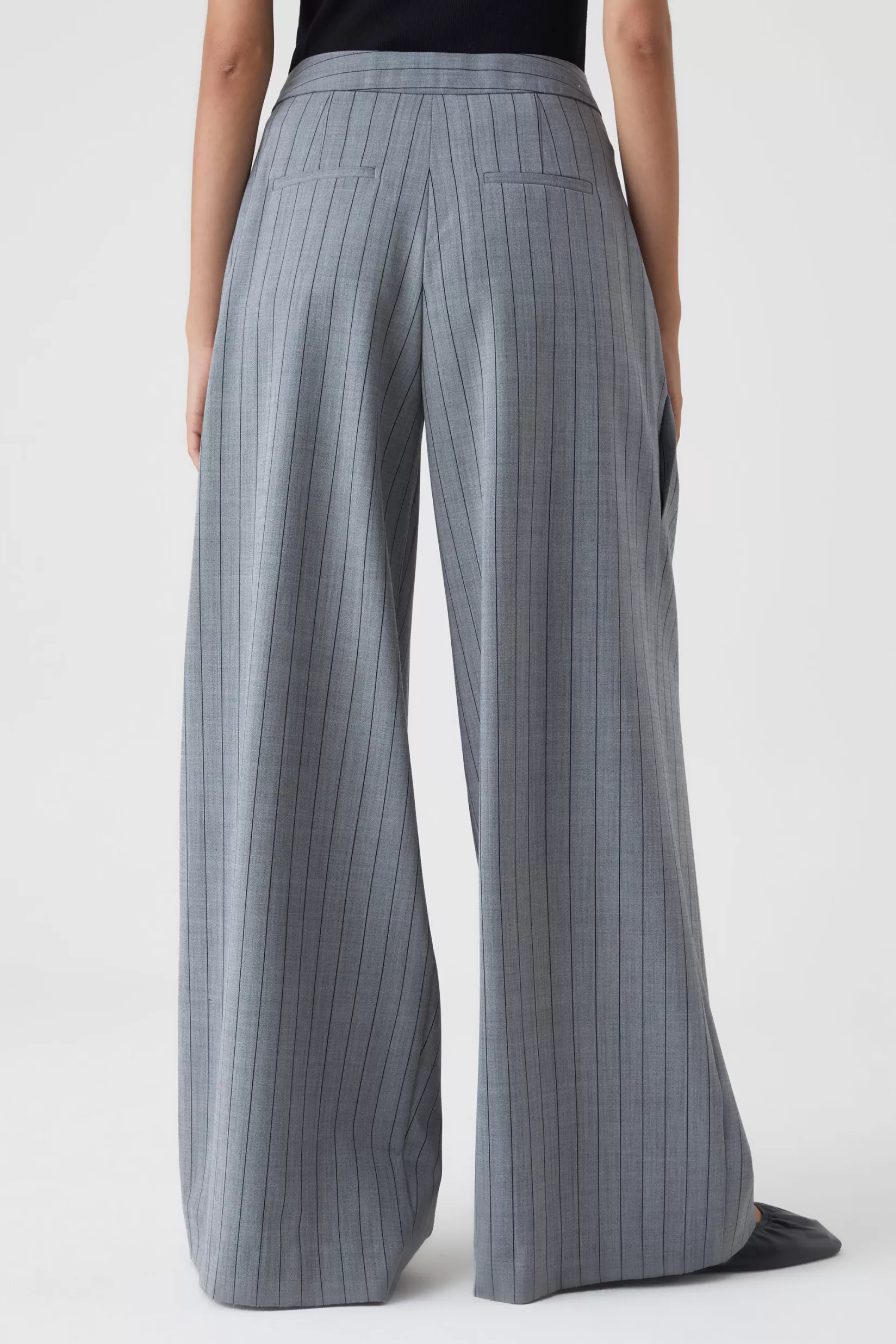 Clearance CLOSED Zola Striped Trousers Dark Grey Melange